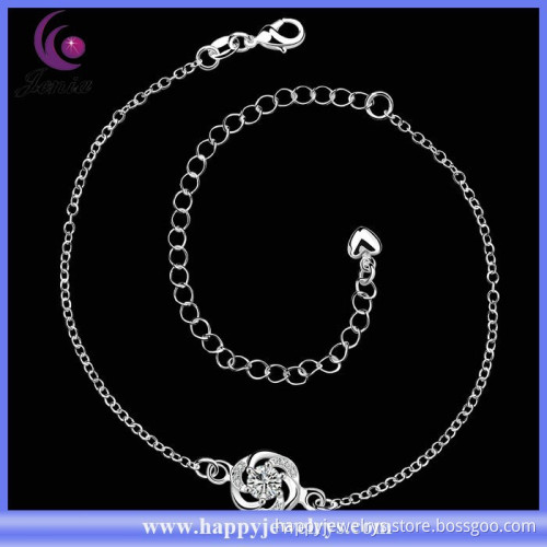 New elegant design charm anklet 925 silver plated cheap foot jewelry anklet (CA035-B)